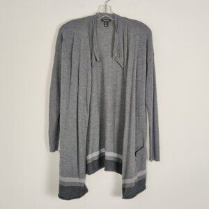 Carole Little 100% Merino Wool Gray Cardigan - Size Large